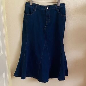 NWOT Allegra K Dark Blue Denim Midi Skirt, Size XL